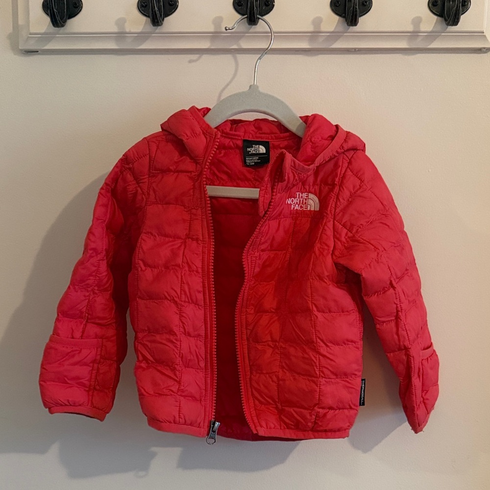 The North Face Bright Coral Hooded Puffer Jacket for Kids